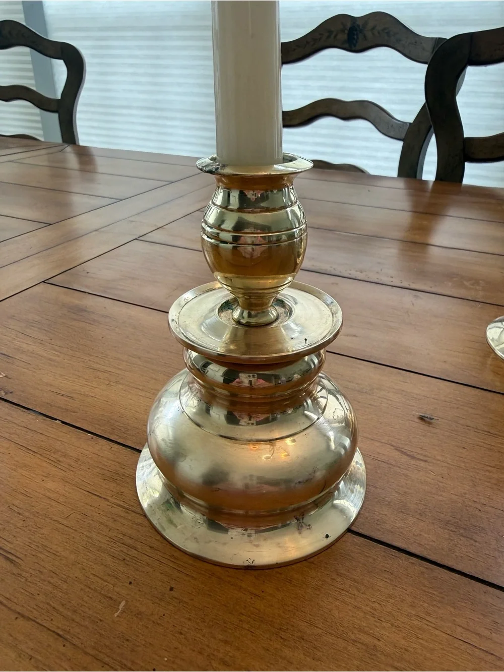 Vintage Heavy Brass Taper Candle Holders with Hollywood Regency Style - Set of 2
